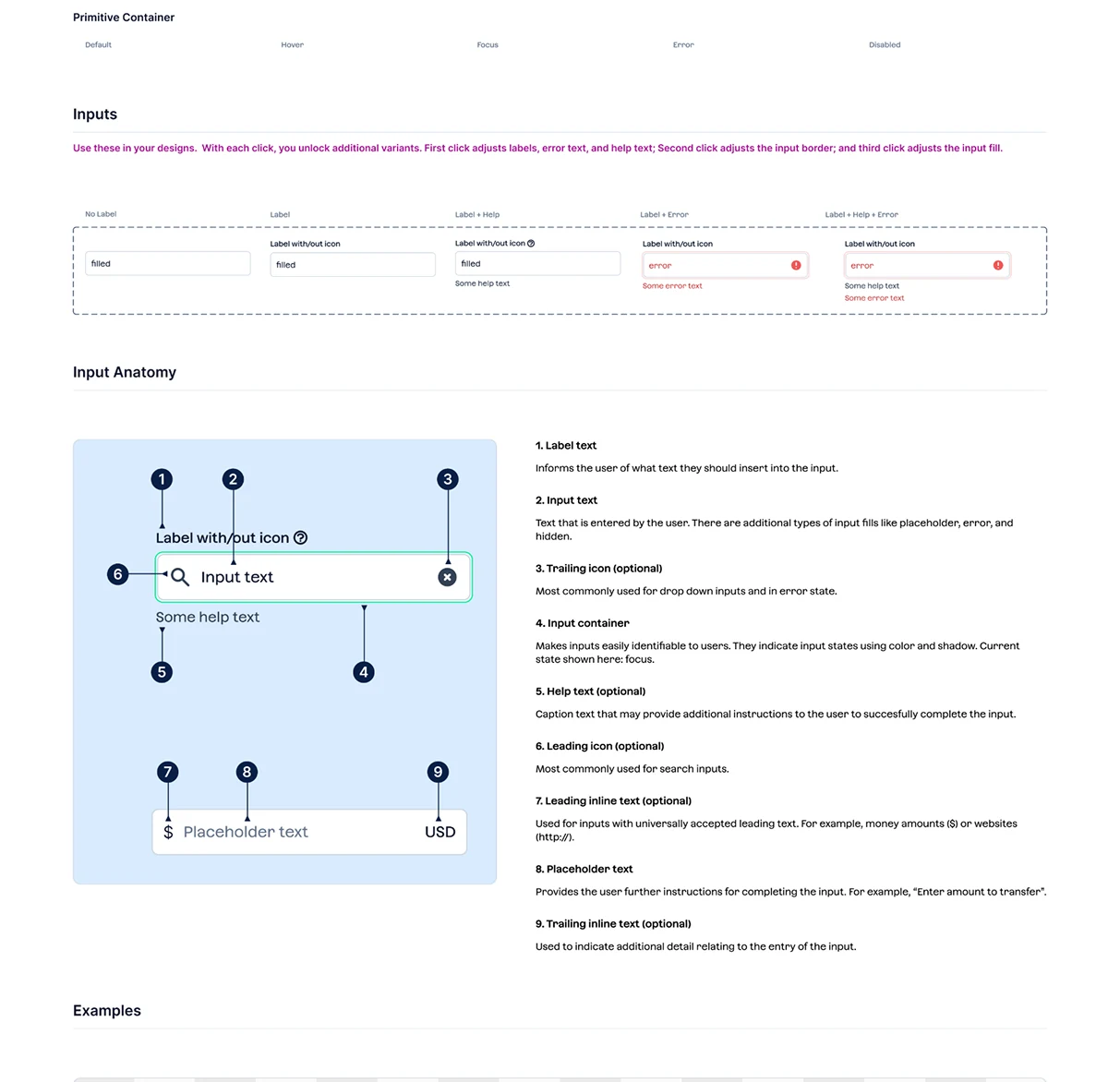 Design system: input fields, states and anatomy.