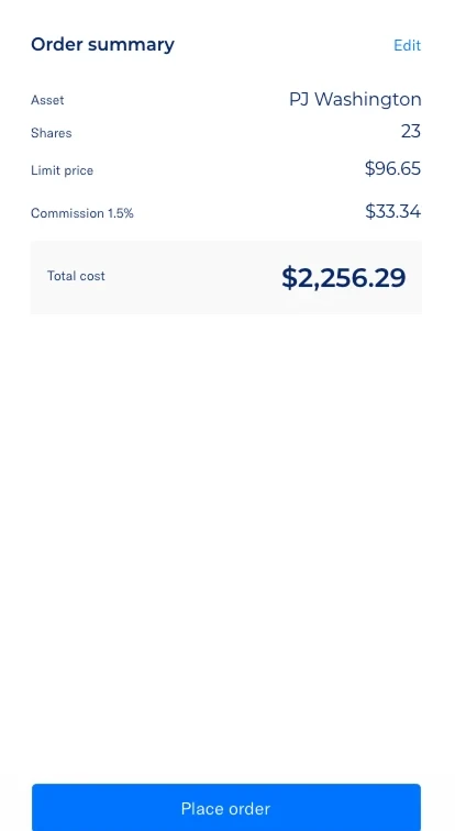 Order summary