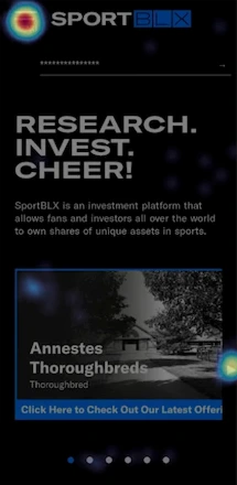 Heatmap of the previous SportBLX landing page